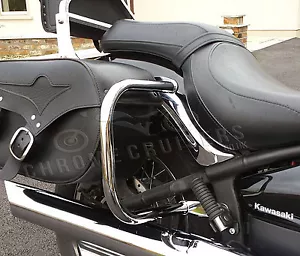 PROTECTION SAC DE SELLE ARRIÈRE KAWASAKI VN900 CLASSIC PERSONNALISÉ CHROME PROTECTION ANTICHOC BARRES - Photo 1 sur 8