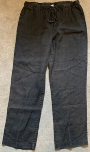 ORVIS Black Relaxed Drawstring Pull On Shoreline Linen Breeze Casual Pants Sz L - Picture 1 of 6