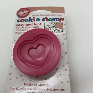 Wilton: DOUBLE HEART - COOKIE STAMP #2307-1030 - NEW/OLD STOCK - 2" Round - Picture 1 of 4
