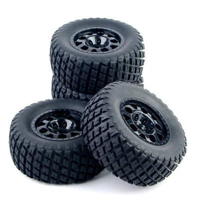 4Pcs Set 1:10 Short Course Ruber Tires Rims For RC TRAXXAS SLASH HPI HSP Truck - Image 1 of 4
