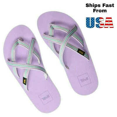 Сандалии-шлепанцы Teva Kids' K Olowahu Lindi 1019539Y-Y цветение орхидеи размер 7 M НОВЫЕ - Изображение 1 из 4