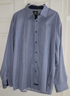 Camisa English Laundry Para Hombres Abotonada Puño Abatible Blanco Azul Patrón XL Foto 1 de 4