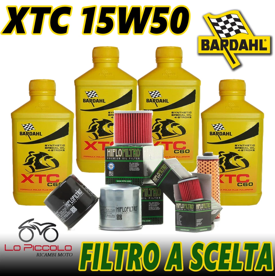 4 Litri Bardahl Bardhal Xtc C60 15w50 Olio Moto 4T Full Sintetico + Filtro HiFlo