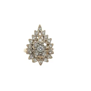Vintage Style 14ct Yellow Gold Diamond Cluster Ring With 0.70ct Diamonds - Picture 1 of 5