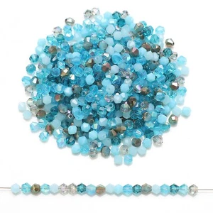 200pcs 4mm Bicone Beads Assorted Colors - Faceted Crystal Glass Spacer Beads - Picture 1 of 18