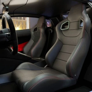 2 Pcs Universal Racing Seats PVC Leather Racing Bucket Seats w Sliders & Pillows - Picture 1 of 17