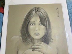 Original Art -Beautiful Endowed Natural Woman-11”X8.4” Done In Pencil Signed - Picture 1 of 5