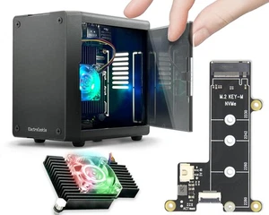 ElectroCookie Mini obudowa PC do Raspberry Pi 5 z M.2 NVMe SSD PCIe HAT i ... - Zdjęcie 1 z 9