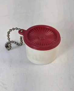 VINTAGE Tupperware MINI Servelier Canister Keychain, Red & White - Picture 1 of 4