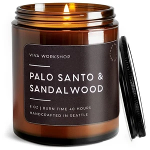 Palo Santo & Sandalwood Natural Soy Wax Scented Candle – Crafted in USA, Seat... - Picture 1 of 7