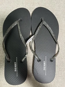 Old Navy Basic Black Flip Flops With Glittery Strap Woman's Size 9 New - Picture 1 of 7