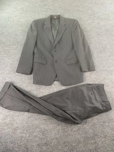 Jos. A Bank Suit 41 R Gray Wool Striped Premium Collection Jacket Pants 35x31 - Picture 1 of 22