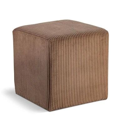 Pemberly Row Modern / Contemporary Soft Microsuede Fabric Brown Ottoman / Stool - Image 1 of 4