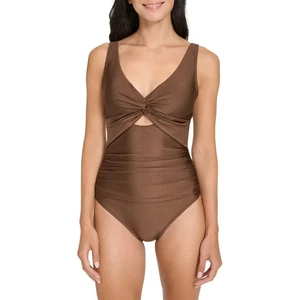New DKNY Women's Swimsuit One-Piece Brown XL - Picture 1 of 5