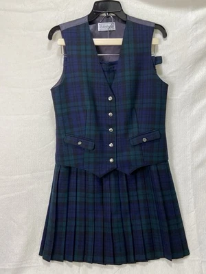 Edinburgh Kilt and Chaleco Nuevo Lana Tradicional Verde Azul Negro Reloj Tartán PEQUEÑO Foto 1 de 4