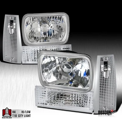 Fit 84-96 Jeep Cherokee 86-92 Comanche Clear Corner+Bumper Light+7"x6" Headlight - Image 1 of 4