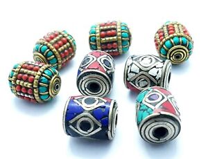 Tibetan Nepalese Ethnic Brass Beautiful Mix Lot 8 Beads Collector Choise Nepal