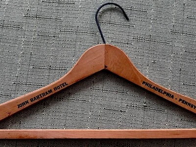 Vintage Wood Hanger JOHN BARTRAM HOTEL  Philadelphia PA Pennsylvania Ex Cond. - Image 1 of 3