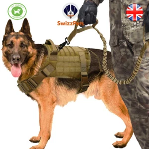 Tactical Dog Harness Military No-Pull Adjustable Training Vest & Leash SWIZZPETS - Picture 1 of 24