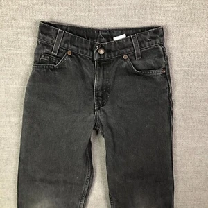 VTG Levi's Jeans Boys 9 Black Charcoal 550 Relaxed Fit Tapered 90s Faded 22x22 - Picture 1 of 12