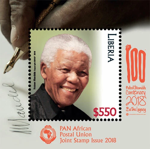 Liberia 2018 - Nelson Mandela, PAPU Joint Issue Souvenir Stamp Scott #3282 - MNH - Image 1 of 1