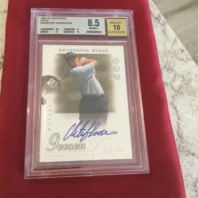 2001 UD SP Authentic GOLD Golf Stars RETIEF GOOSEN #028/100 RC Auto BGS 8.5/10 - Image 1 of 2
