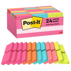Post-it Notes 653-24ANVAD Poptimistic Collection, 1-3/8 x 1-7/8", Pack of 24 Pad - Picture 1 of 5