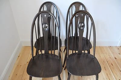Set of 4 Vintage retro 60's Style Ercol ercol windsor swan back swanback chairs - Image 1 of 4