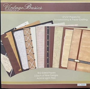 Colobok "Vintage Basics" 12x12scrapbook pad or card making Vintage Brown & Green - Picture 1 of 5