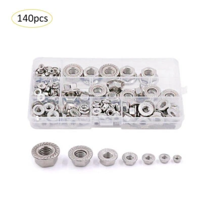 140-tlg. Stopmutter Sicherungsmuttern Edelstahl M3 M4 M5 M6 M8 M10 M12 - Bild 1 von 4