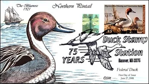 Scott RW75 $15.00 2008 Duck Stamp Collins Hand Painted FDC - Picture 1 of 2