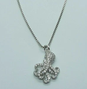 COLLANA CON PENDENTE POLIPO PLACCATO ORO BIANCO 18KT uomo donna - Foto 1 di 3