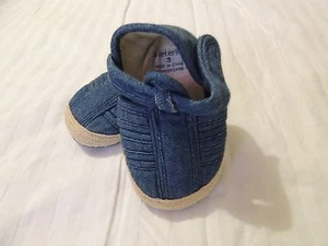 Kleinkind Jungen Carter's weiche Stoff Sandale Schuhe Größe 3 jeansblau & hellbrauner Besatz gebraucht, in einwandfreiem Zustand  - Bild 1 von 6
