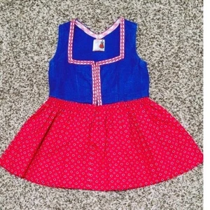 Oktoberfest Red Blue Girls Dirndl Dress Sz 2 Tostmann Org. Oesterr-Trachten Vtg - Picture 1 of 7