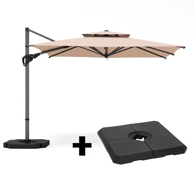 Paraguas de patio de 10 pies con base voladiza paraguas colgante al aire libre rotación 360 �� Foto 1 de 4