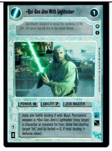 STAR WARS CCG TOURNAMENT FOIL, QUI-GON JINN WITH LIGHTSABER ex - Foto 1 di 1