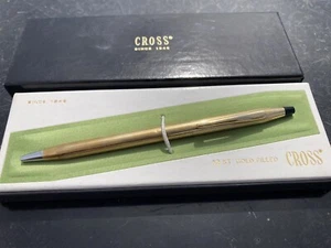 VINTAGE CROSS 12KT GOLD FILLED BALL POINT PEN - Fully Functional In Box - Picture 1 of 3