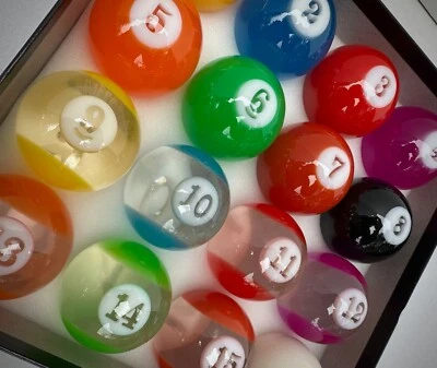 Juego de Bolas de Billar Transparentes - 16 Bolas - CALIDAD TORNEO Foto 1 de 4