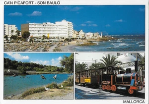 Multiview Postcard Mallorca Ca'n Picafort Son Baulo Beach Tourist Train Lake - Foto 1 di 2