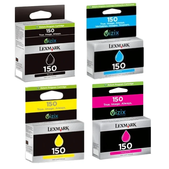 GENUINE LEXMARK 150 BLACK CYAN MAGENTA YELLOW INK CARTRIDGE MULTIPACK 4 PACK - Image 1 of 1