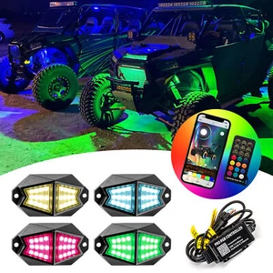 For Polaris RZR XP 4 1000 Turbo RZR 900 4Pcs RGB LED Rock Lights Multi-Color - Picture 1 of 12