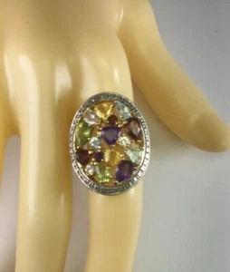 Ross Simons Sterling Silver 18k Gold Plated Multi Gemstone Ring Size 7 - Picture 1 of 5