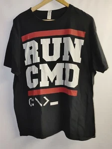 RUN CMD Ring Spun t-shirt Geek Computer Command Prompt DOS Programmer IT EUC XL - Picture 1 of 4