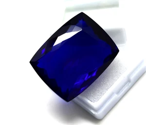 Cuscino Lungo 65,70 Ct Zaffiro Naturale Colore Blu Grande Zaffiro Sfaccettato Zaffiro - Foto 1 di 9