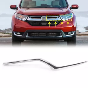 Fit 17-19 Honda CRV CR-V Front Grille Headlights Chrome Eyelid Molding Trim LH - Picture 1 of 9