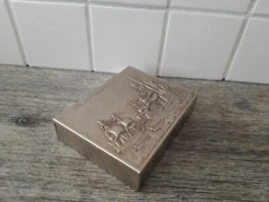 Kästchen, Schatulle, Schachtel, Holz und Metall, Relief Schiffe 20/255) - Bild 1 von 4