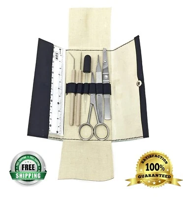 EDU-LABS Student Elementary Dissecting Kit w/ Screw-Lock Scalpel - Vinyl Case (7 Pieces)