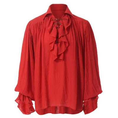 Camisa Medieval Vintage Hombres Renacimiento Poeta Escocés Vampiro Prendas para el torso Camisa Pirata Foto 1 de 4