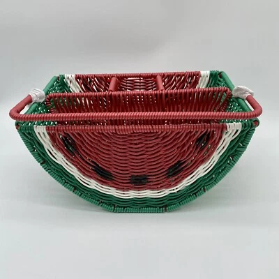 NWT C&C California Watermelon Serving Basket Utensils Silverware Caddy Resin - Image 1 of 4