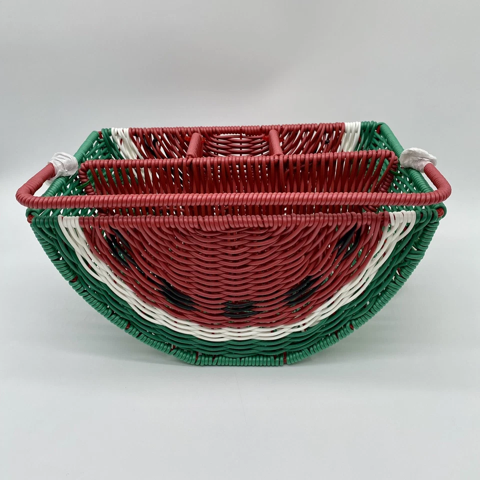 NWT C&C California Watermelon Serving Basket Utensils Silverware Caddy Resin - Image 1 of 4